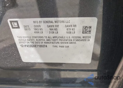 2014 Chevrolet Cruze Ls Auto z USA, uszkodzony, nr VIN 1G1PA5SGXE7186074